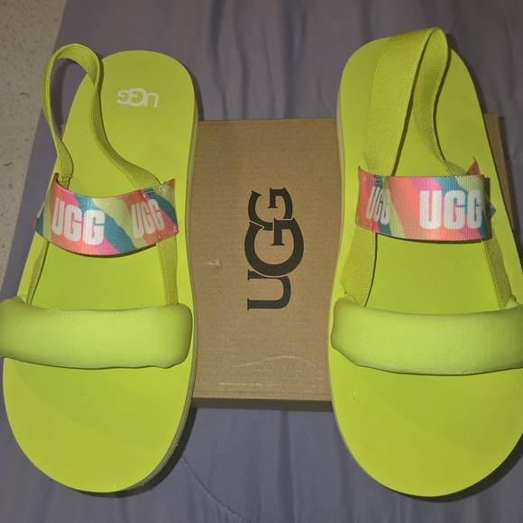 UGG Shoes - UGG‎ Womens Sandals Size 6  Zuma Sling Slide On Neon Foam